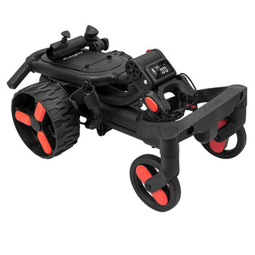 Folded Axglo Black Electric Golf Trolley Push Cart